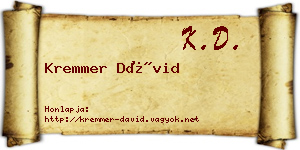 Kremmer Dávid névjegykártya